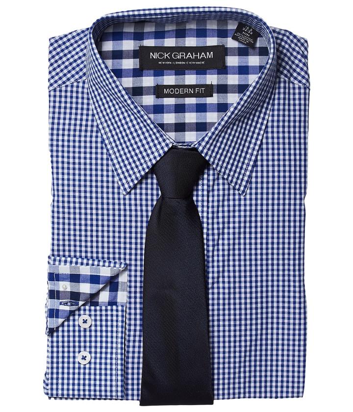 Nick Graham - Stretch Gingham Dress Shirt
