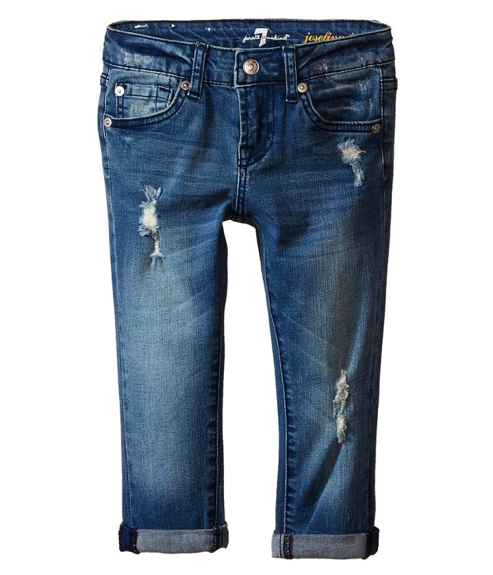 7 For All Mankind Kids - Josefina Five-pocket Skinny Boyfriend Jeans In Red Cast Heritage Blue