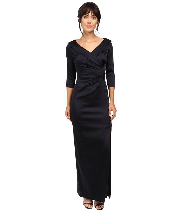 Tahari By Asl - Portrait Collar Long Sleeve Gown