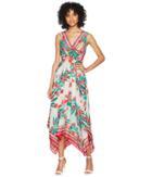 Vince Camuto - Printed Handkerchief Hem V-neck Dress