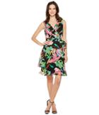 Tahari By Asl - Floral Chiffon Faux-wrap Dress