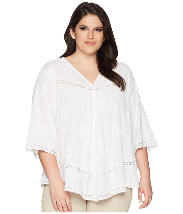 Karen Kane Plus - Plus Size Embroidered Gauze Top