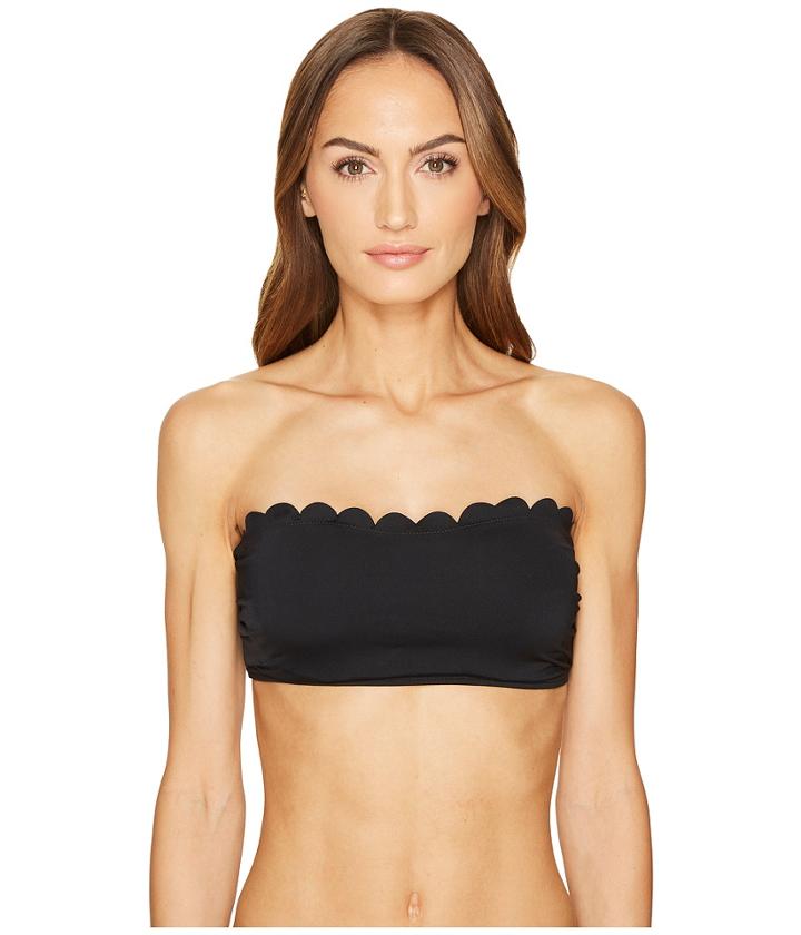 Kate Spade New York - Core Solids #79 Scalloped Bandeau Bikini Top W/ Removable Push-up Pads Straps
