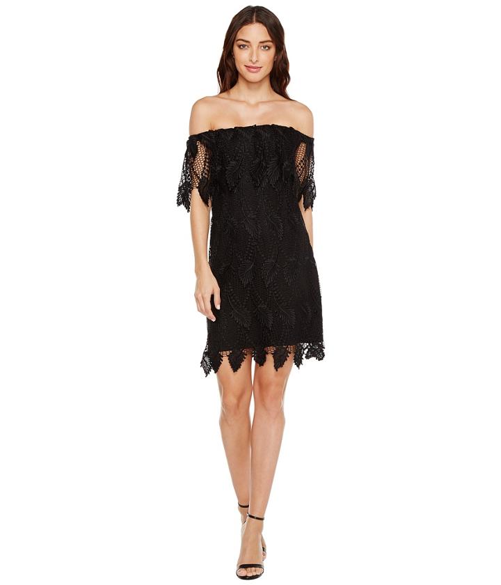 Adrianna Papell - Victoriana Palm Lace Off The Shoulder Shift Dress