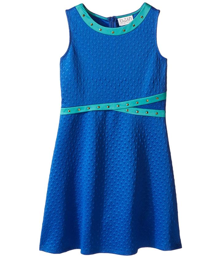 Us Angels - Embossed Scuba Sleeveless Fit Flare W/ Stud Trim