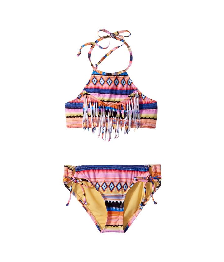 Hobie Kids - Shock This Way Fringe High Neck Adjustable Hipster Set