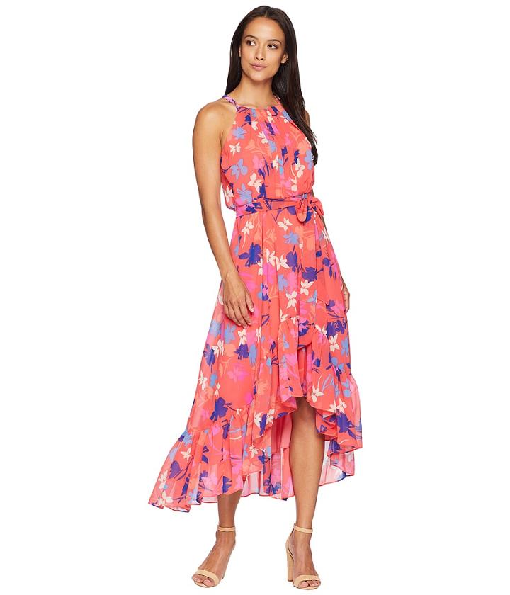 Vince Camuto - Printed Chiffon Halter High-low Dress