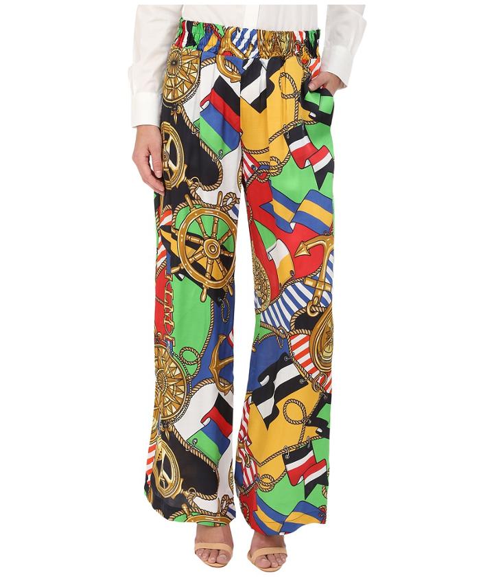 Love Moschino - Sailor Print Silk Gaucho Pants