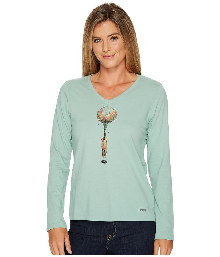 Life Is Good - Flower Balloon Bear Long Sleeve Crusher Vee