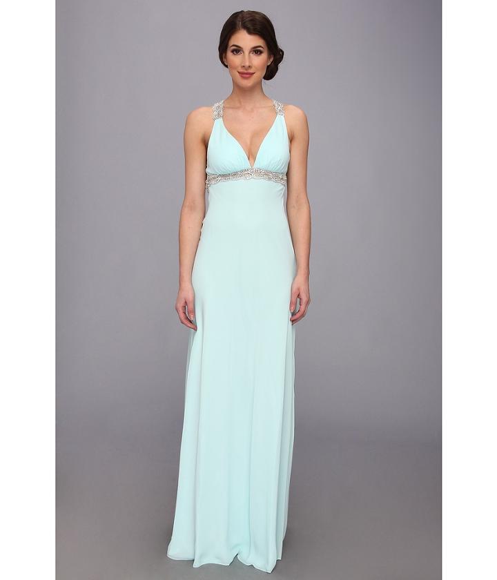 Faviana - V-neck Chiffon Back Detail Dress 6120