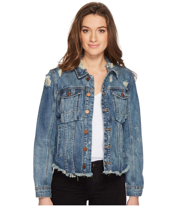 Blank Nyc - Cropped Uneven Fray Hem Jacket In Sneak Peak