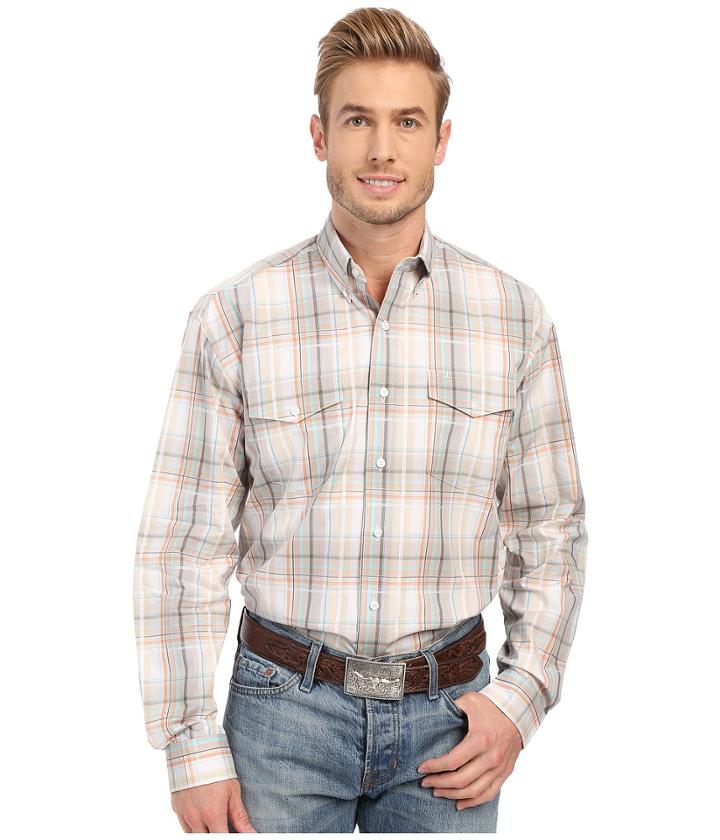 Stetson - Sand Plaid Button Front Long Sleeve Shirt