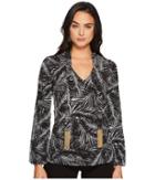 Michael Michael Kors - Abstract Palm Long Sleeve Tie Top