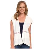 Dylan By True Grit - Soft Gauzy Cotton Short Sleeve Jacket W/ Screen Print And Fringe