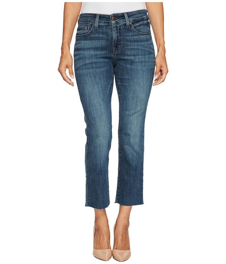 Nydj Petite - Petite Marilyn Straight Ankle Jeans W/ Raw Hem In Crosshatch Denim In Desert Gold