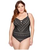 Bleu Rod Beattie - Plus Size Sneak Peek Plunge Halter Mio One-piece