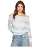 J.o.a. - Smocked Off The Shoulder Knit Lace Top