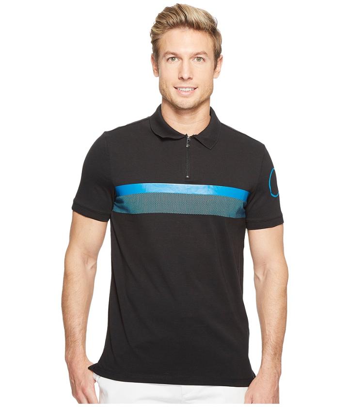 Calvin Klein - Printed Stripe Zip Polo Shirt