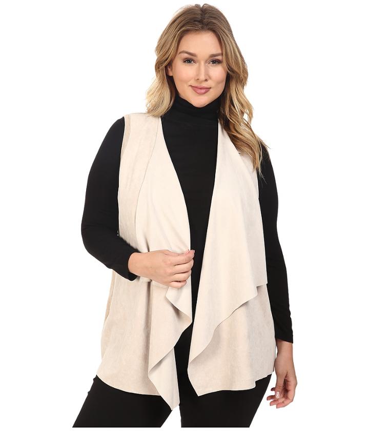 Calvin Klein Plus - Plus Size Vest W/ Suede Drape