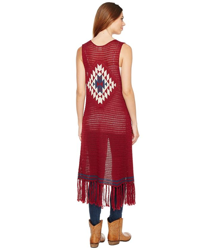 Stetson - 1167 Dark Red Calf Length Fringe Sweater