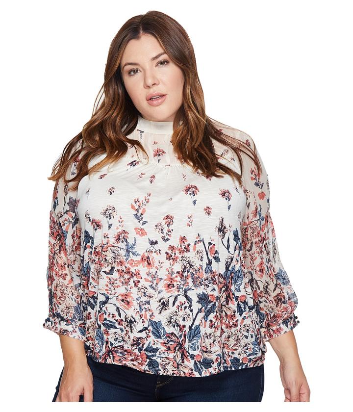 Lucky Brand - Plus Size Floral Mixed Print Top