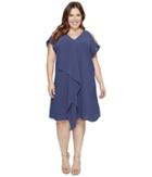 Adrianna Papell - Plus Size Gauzy Crepe Shift Dress Cold Shoulder Sleeve Detail