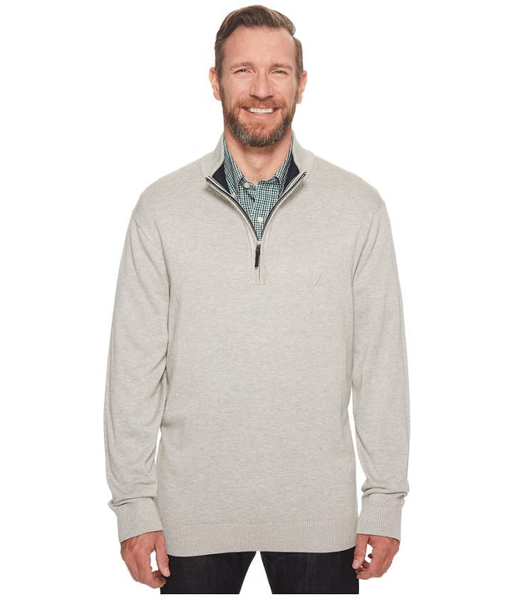 Nautica Big &amp; Tall - Big Tall 12gg 1/4 Zip Jersey Sweater