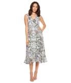 Donna Morgan - Floral Printed Chiffon Sleeveless Wrap Dress