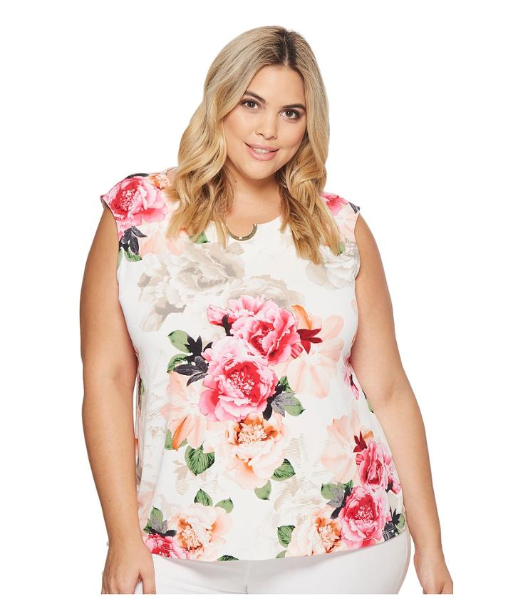 Calvin Klein Plus - Plus Size Printed Sleeveless Top With U Hardware