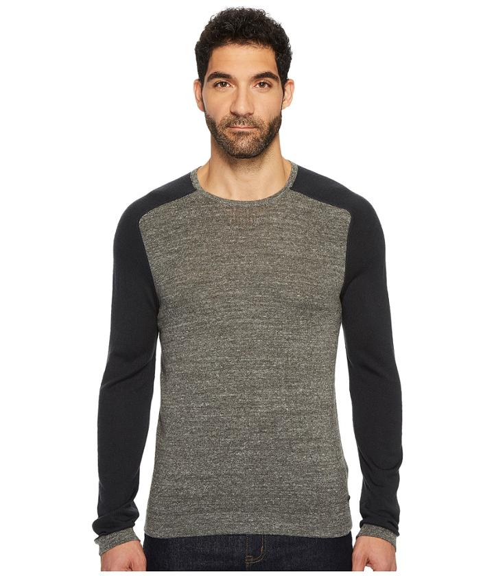 John Varvatos Star U.s.a. - Long Sleeve Color Block Crewneck Sweater