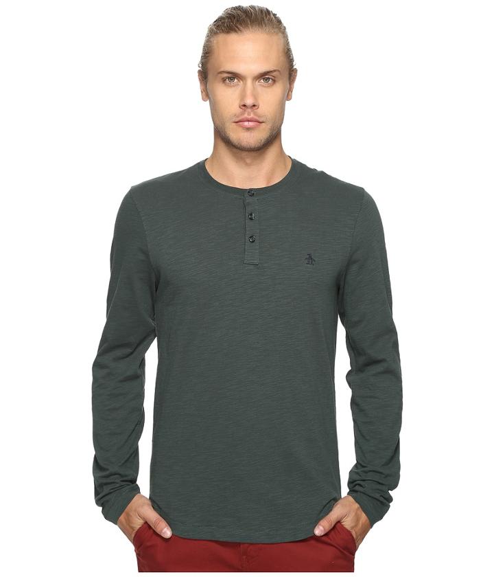 Original Penguin - Long Sleeve Sueded Slub Henley