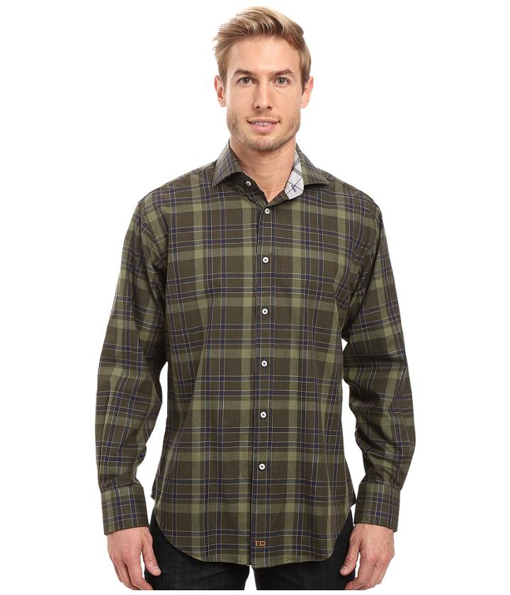 Thomas Dean &amp; Co. - Long Sleeve Woven Twill Plaid
