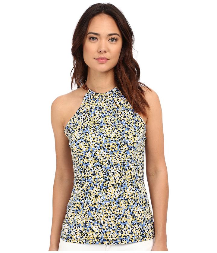 Michael Michael Kors - Leather Trim Neck Halter Top
