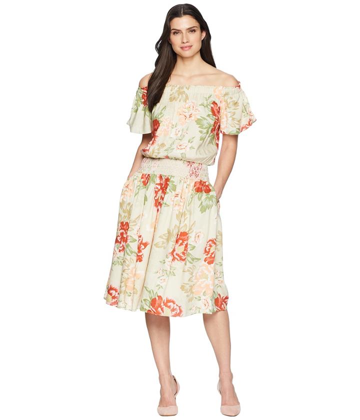 Donna Morgan - Off The Shoulder Linen Dress With Smocked Waist