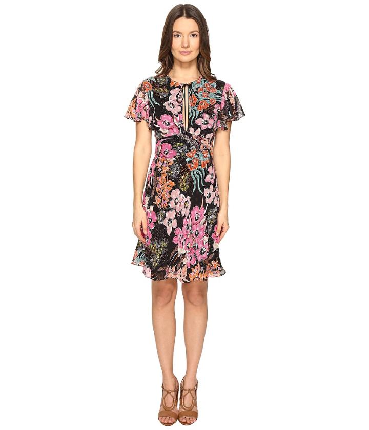 Just Cavalli - Flower Power Print Flutter Sleeve Dress