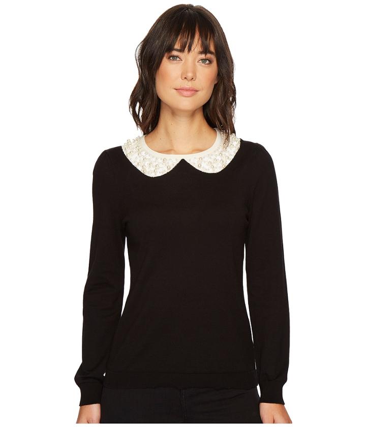 Cece - Long Sleeve Embellished Intarsia Sweater