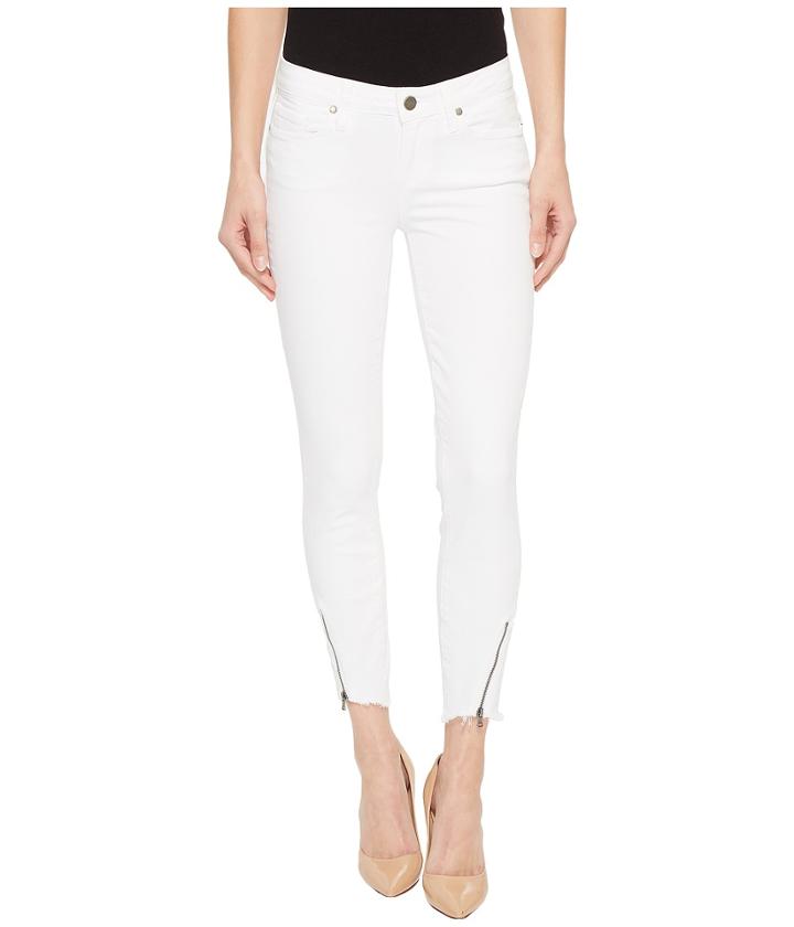 Paige - Verdugo Crop W/ Angled Zip And Raw Hem In Crisp White