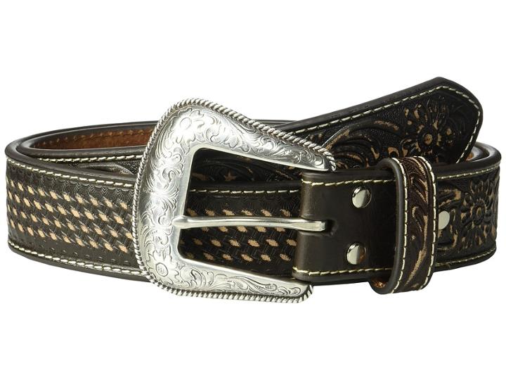 M&amp;f Western - Basketweave/floral Embossed Belt