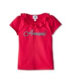 Armani Junior - Short Sleeve Cap Sleeve Tee W/ Ruffle Collar W/ Armani Leopard Logo