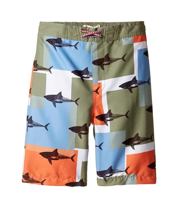 Appaman Kids - Shark Block Pattern Swim Trunks
