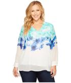Calvin Klein Plus - Plus Size Printed V-neck With High-low Hem