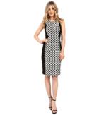Adrianna Papell - Ikat Dot Jacquard Blocked Sheath Dress