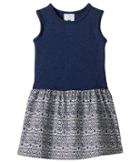 Toobydoo - Soft Navy Tank Dress With Patterned Skirt