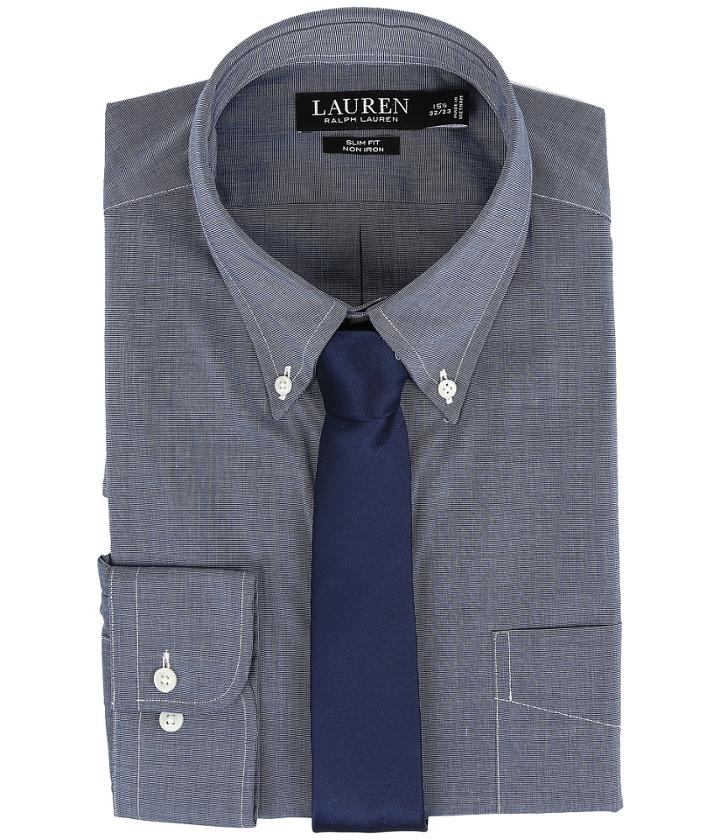 Lauren Ralph Lauren - Slim Button Down With Pocket Dress Shirt