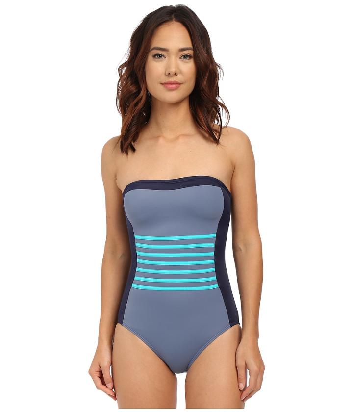 Dkny - A Lister Bandeau Maillot W/ Stripping Detail Removable Soft Cups
