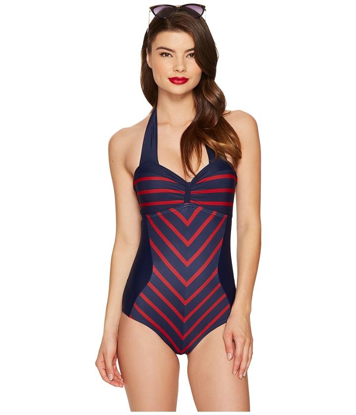 Unique Vintage - Striped Chevron Bogart One-piece Suit