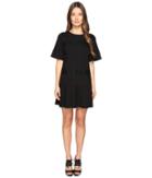 Red Valentino - Ponte Jersey And Lace Ribbons Dress