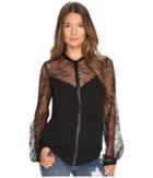 The Kooples - Shirt In Crepe, Lace And Leather