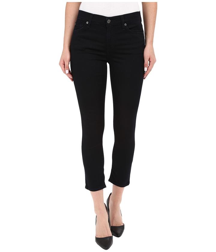 7 For All Mankind - The Capris With Tonal Squiggle In Featherweight Blackest Blue