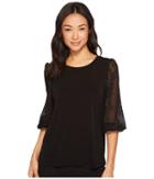 Cece - Voluminous Lace Sleeve Knit Top